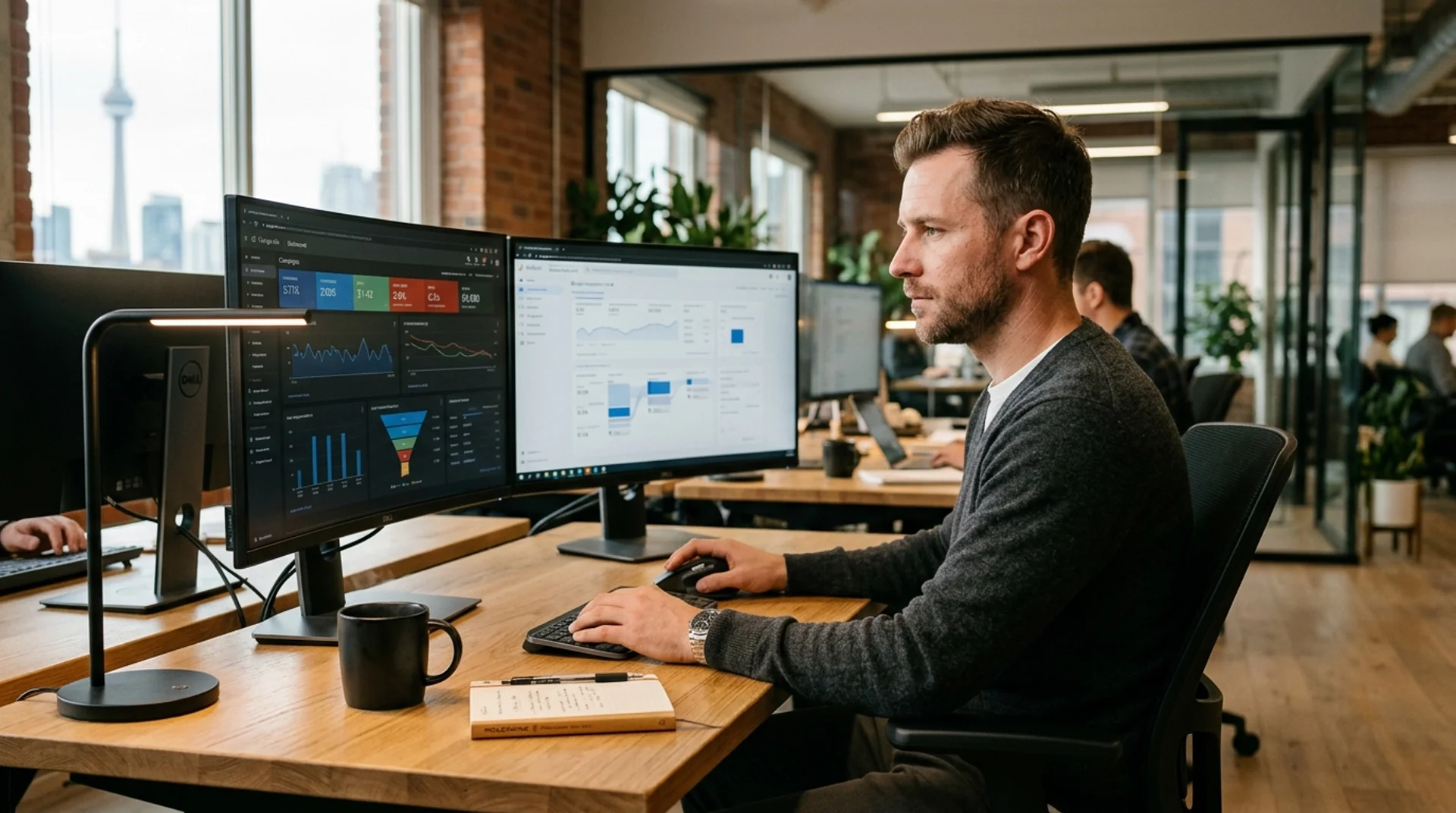 Ads manager dashboard showing cost per lead trending down